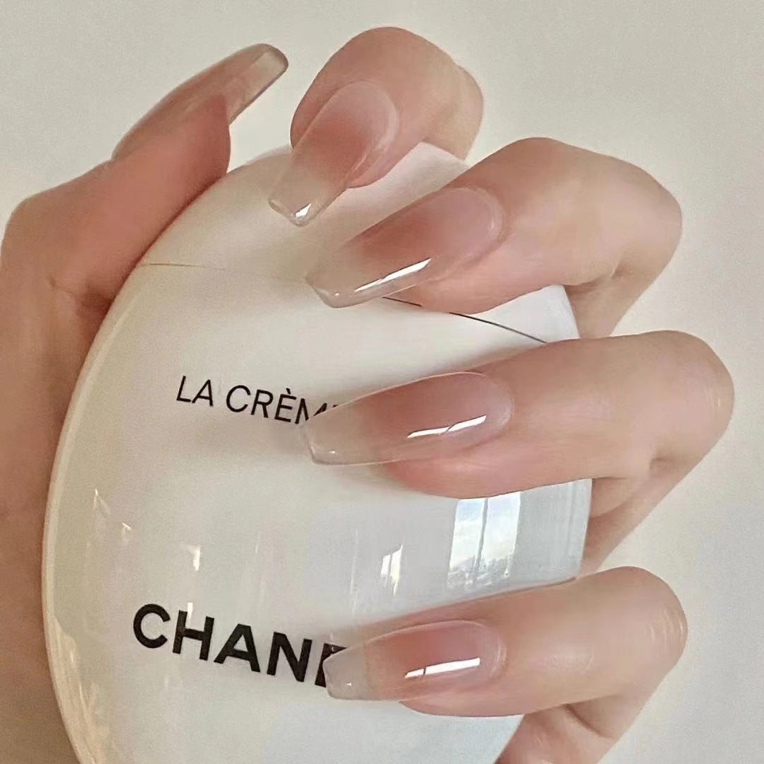Nail patch fake nail new white nail piece Influencer wearing nail piece Wearable removable nail piece