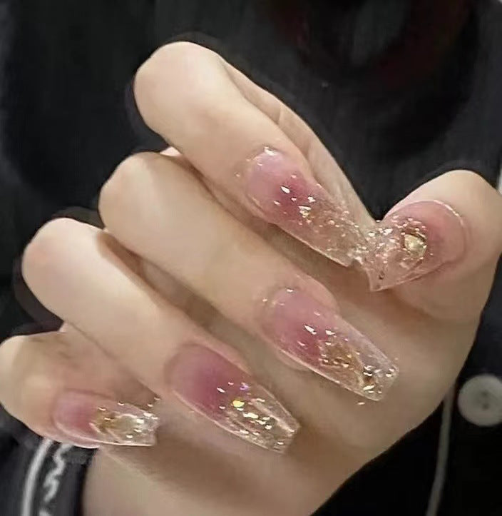 Nail patch fake nail new white nail piece Influencer wearing nail piece Wearable removable nail piece