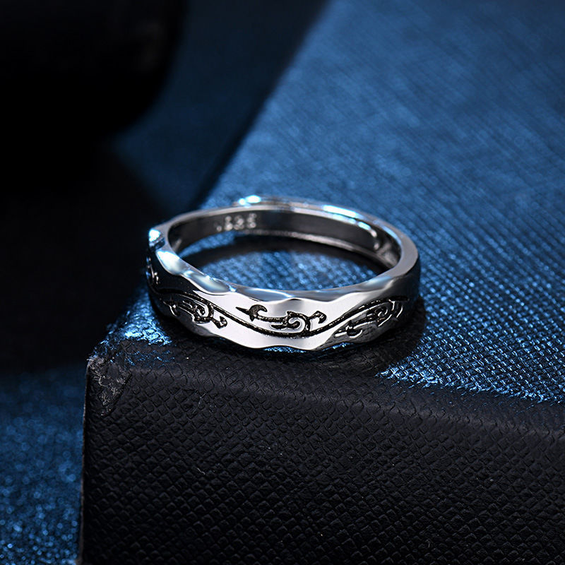Batch hair Chinese style open ring men's single domineering dragon pattern ring retro hip hop Thai silver trendy male personality