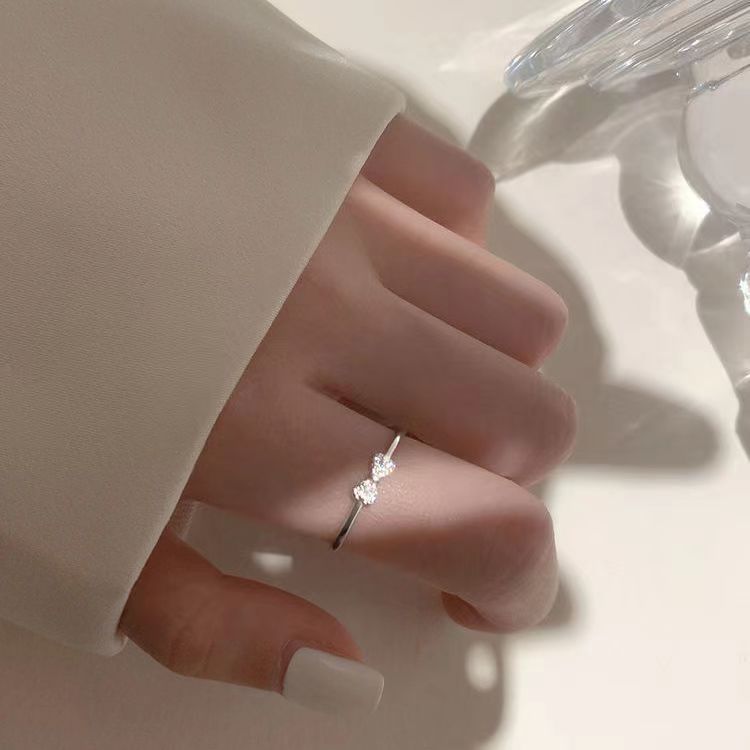Bow ring women do not fade fashionable niche design opening adjustable index finger ring cute simple ins tide
