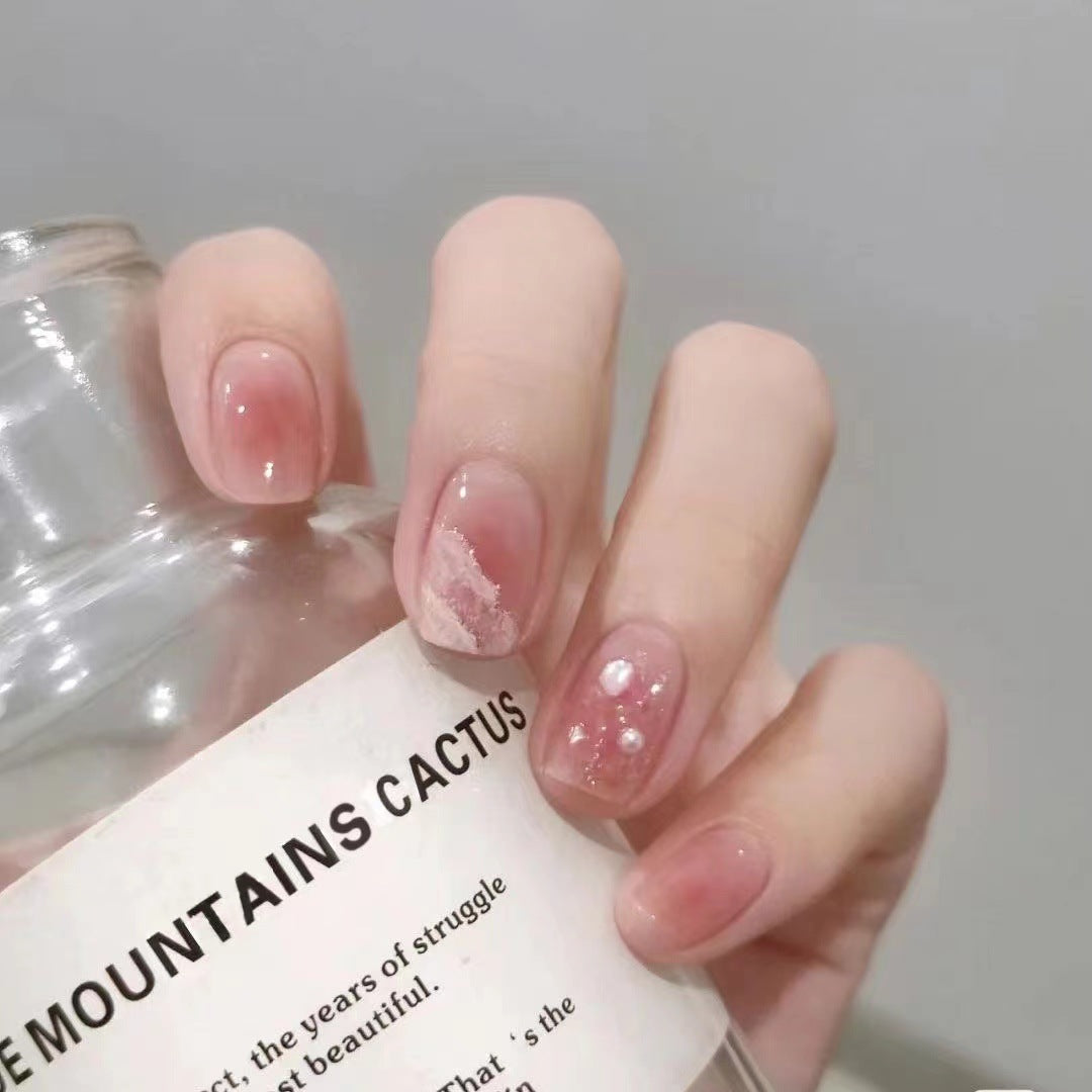 Nail patch fake nail new white nail piece Influencer wearing nail piece Wearable removable nail piece