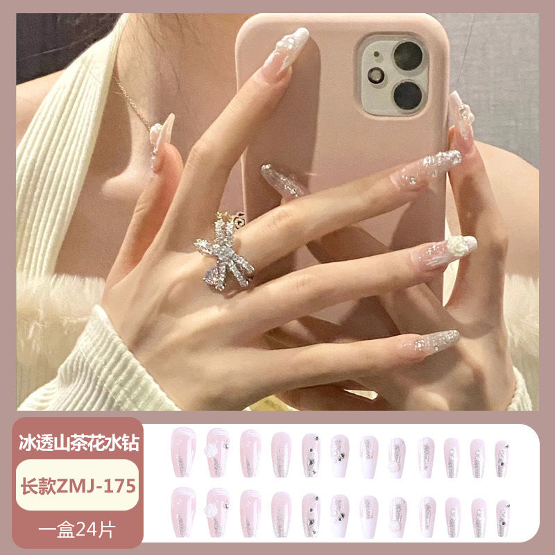 Nail patch fake nail new white nail piece Influencer wearing nail piece Wearable removable nail piece