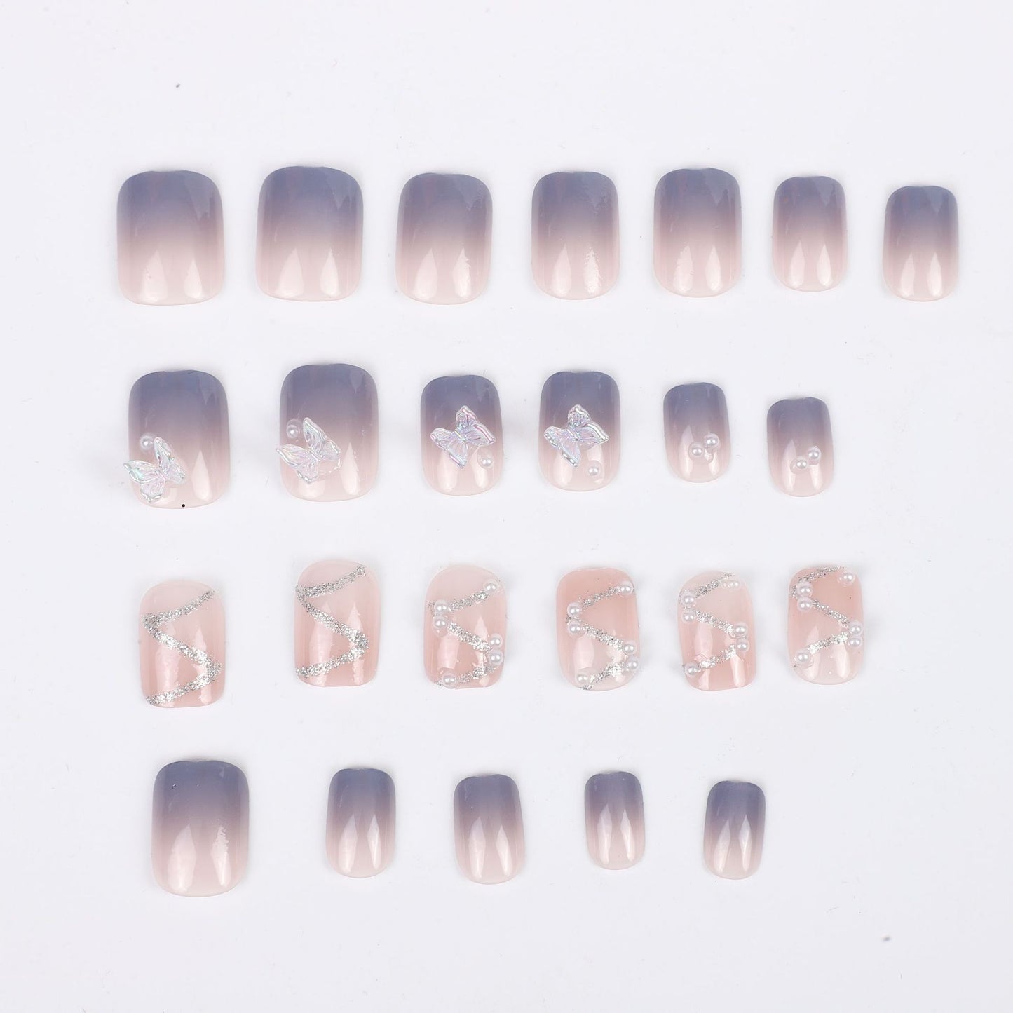 Nail patch fake nail new white nail piece Influencer wearing nail piece Wearable removable nail piece