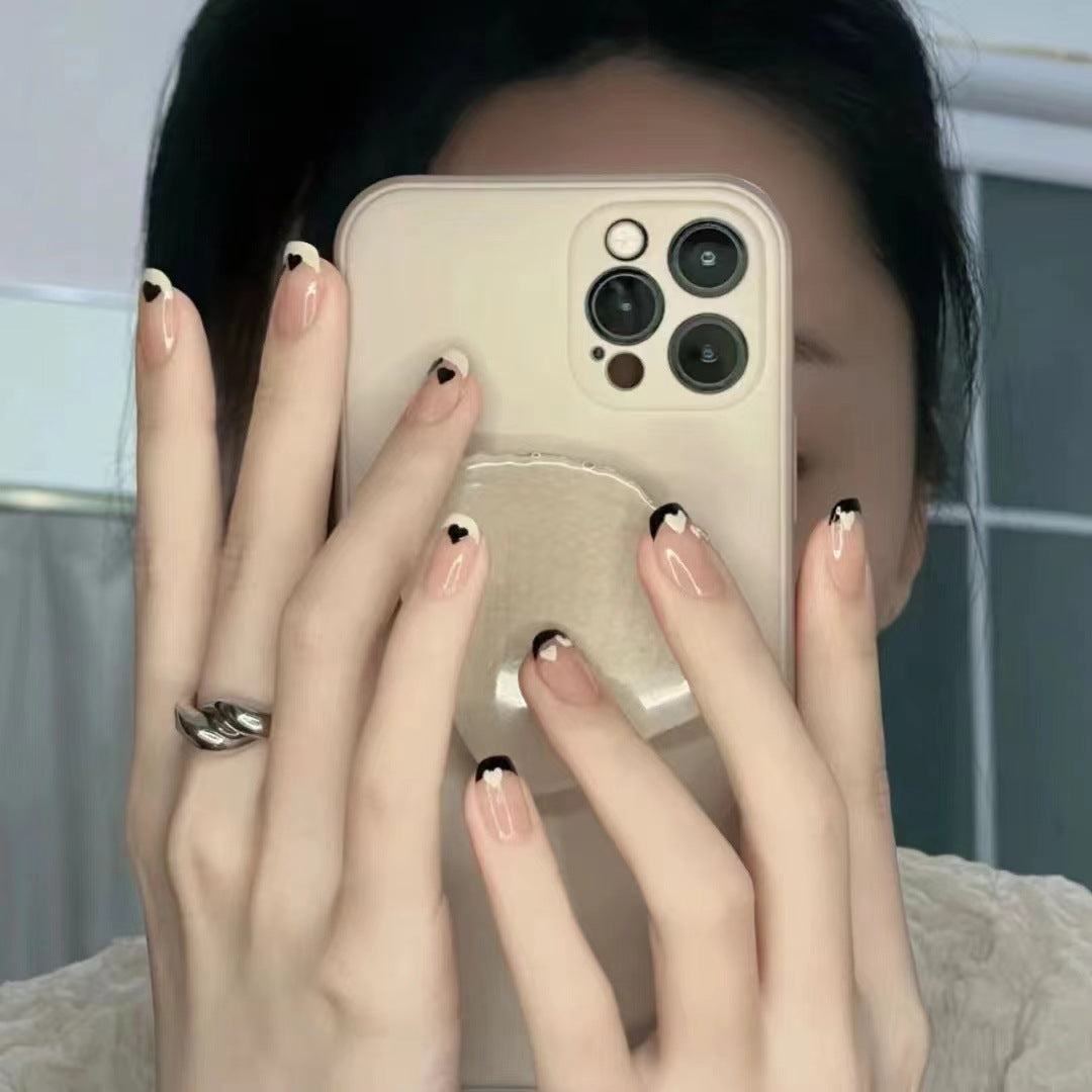 Nail patch fake nail new white nail piece Influencer wearing nail piece Wearable removable nail piece