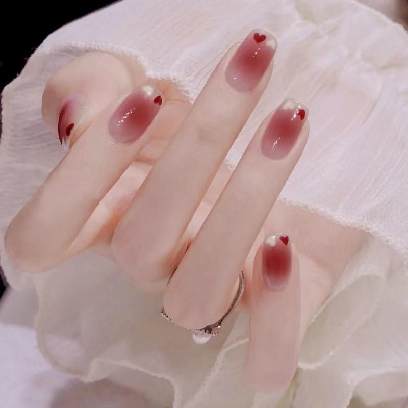 Nail patch fake nail new white nail piece Influencer wearing nail piece Wearable removable nail piece