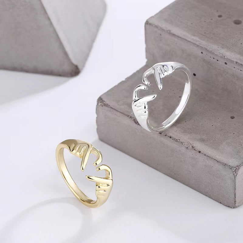 AliExpress cross-border new products, European and American hands than heart rings, gifts, love rings, jewelry, women's opening adjustable