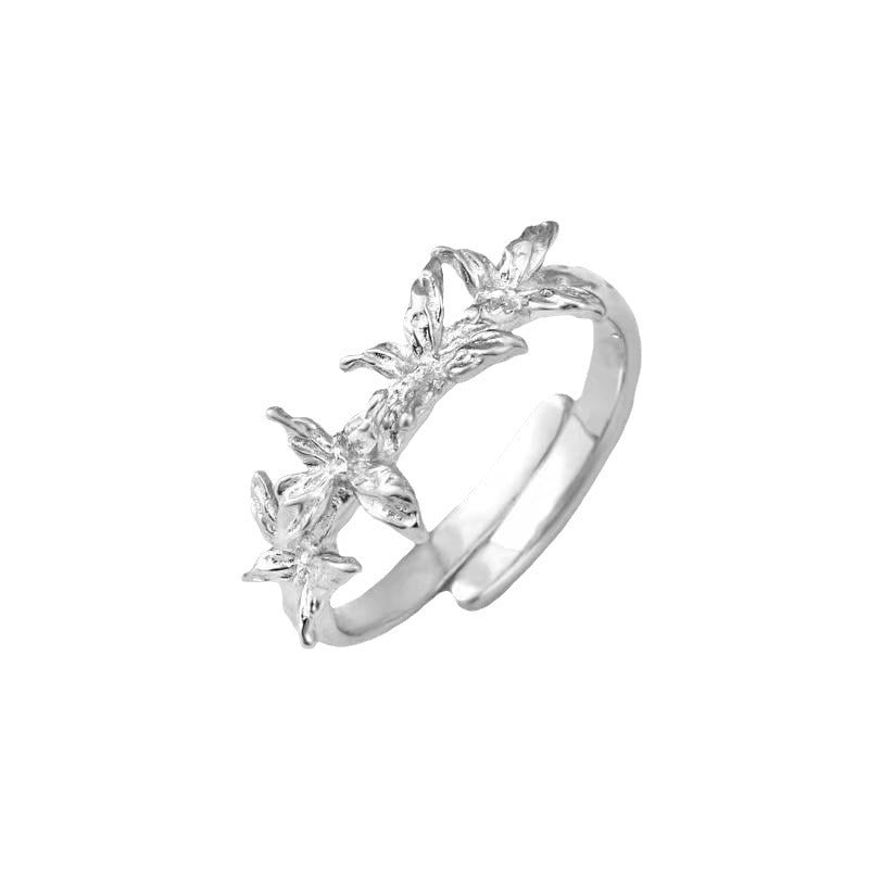 A lot of butterfly silver rings, original niche design, cold wind, advanced sense, open index finger ring can't lose color