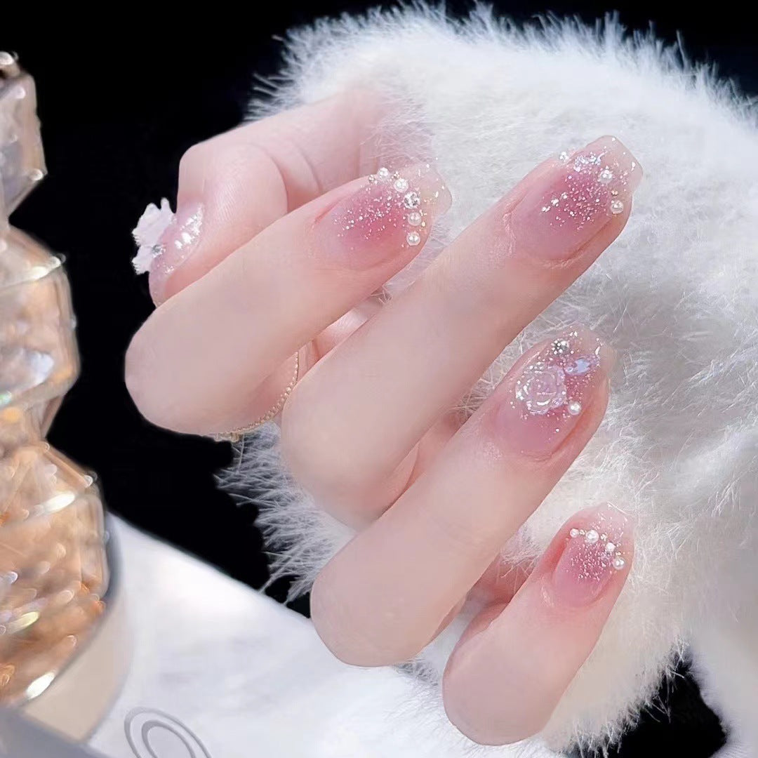 Nail patch fake nail new white nail piece Influencer wearing nail piece Wearable removable nail piece