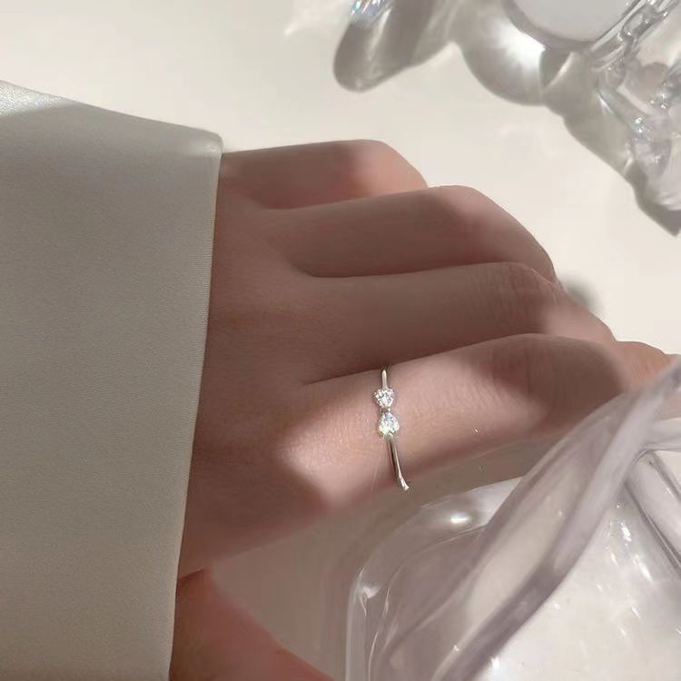 Bow ring women do not fade fashionable niche design opening adjustable index finger ring cute simple ins tide
