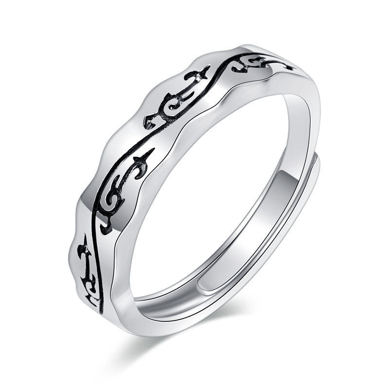 Batch hair Chinese style open ring men's single domineering dragon pattern ring retro hip hop Thai silver trendy male personality