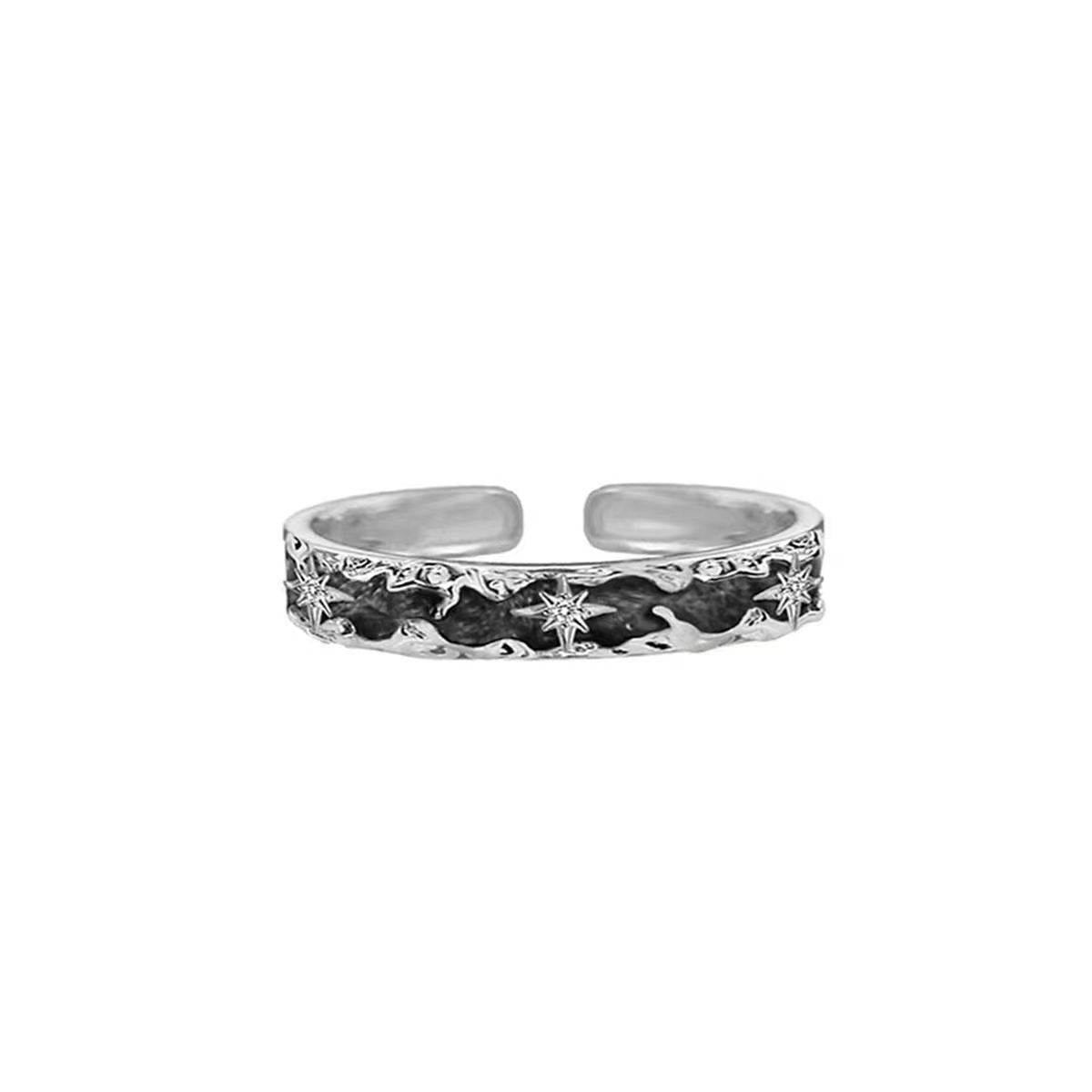 Advanced sense, niche design sense, simple couple ring ins cold wind exquisite stacking, personalized open index finger ring