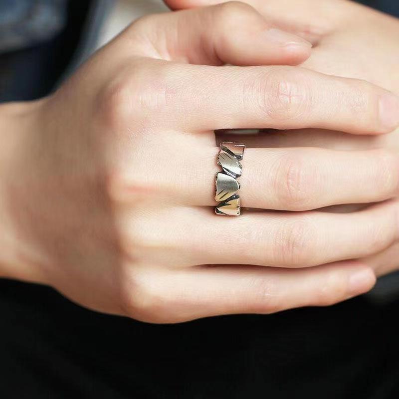 "The Temperature of the Stone" Couple Ring Cold Wind Premium Trend Ring Men's and Women's Living Ring Niche Design
