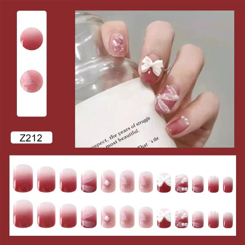 Nail patch fake nail new white nail piece Influencer wearing nail piece Wearable removable nail piece