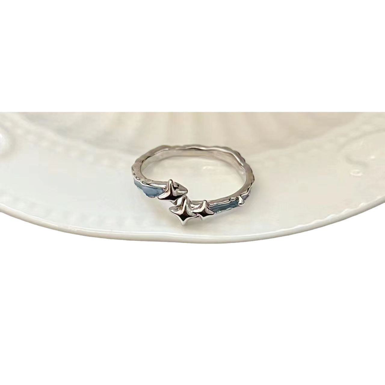 Blue Star Open Ring Ring Women's ins Niche Personality Index Finger Ring Opening Adjustable Simple Versatile Index Finger Ring