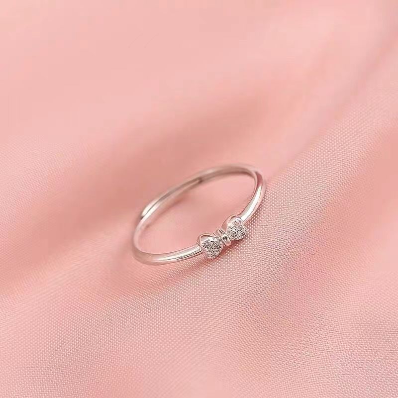 Bow ring women do not fade fashionable niche design opening adjustable index finger ring cute simple ins tide