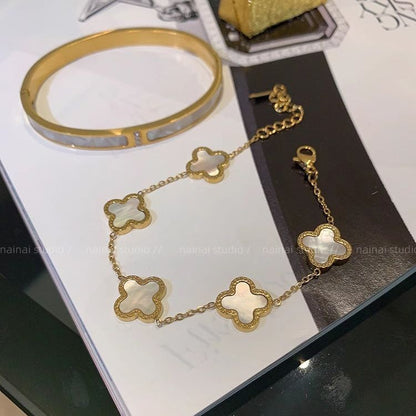 Non-Fading Roman Digital Small Waist Gold Bracelet Women's High-Grade Light Luxury Clover Bracelet New Fashion Bracelet