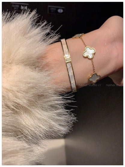 Non-Fading Roman Digital Small Waist Gold Bracelet Women's High-Grade Light Luxury Clover Bracelet New Fashion Bracelet