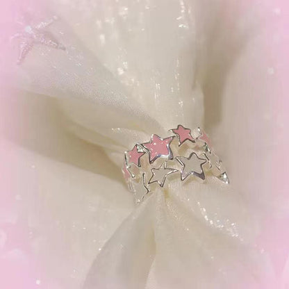 [In stock]Blue Irregular Star Element Ring Female Niche Unique Design High Sense Personality Index Finger Ring Girlfriend Accessories