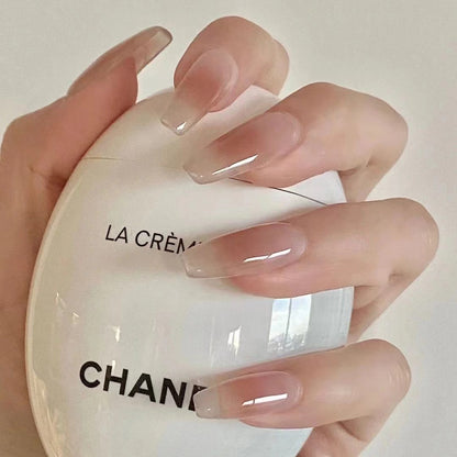 Nail patch fake nail new white nail piece Influencer wearing nail piece Wearable removable nail piece
