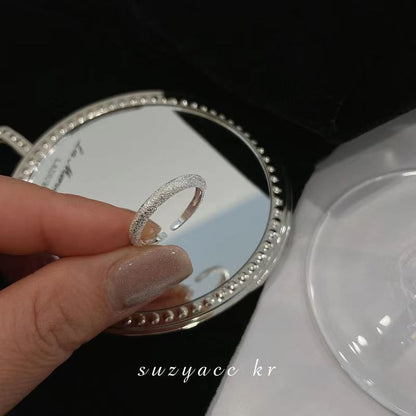 [In stock]Bright silver matte galaxy ring, women's ins cold wind index finger ring, tide fashion ring, light luxury ring, adjustable opening