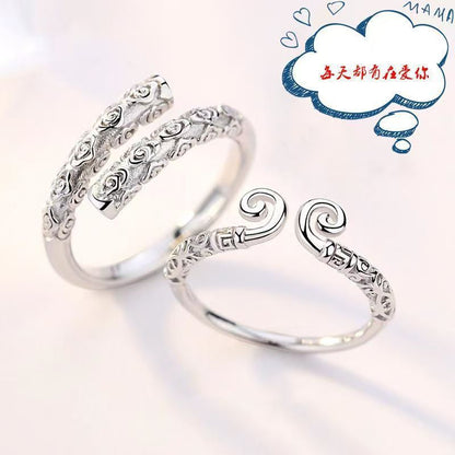 [In Stock]Black Myth Wukong Ring Men's and Women's Talk Westward Journey Couple Ring Douyin Same Golden Hoop Rope Ring Couple Ring
