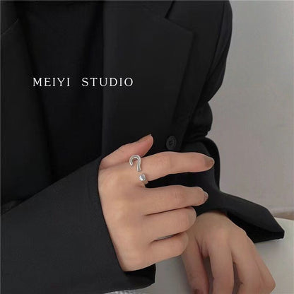 [In Stock]Niche design creative question mark ins tide cold wind index finger Internet celebrity open ring hip hop versatile ring female tide