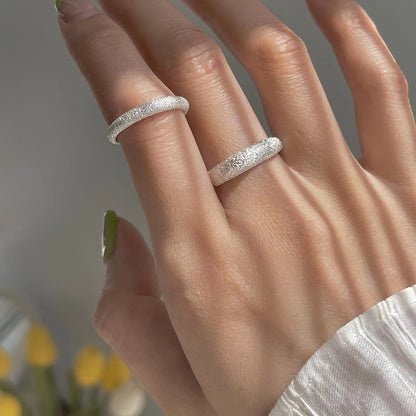 [In stock]Bright silver matte galaxy ring, women's ins cold wind index finger ring, tide fashion ring, light luxury ring, adjustable opening
