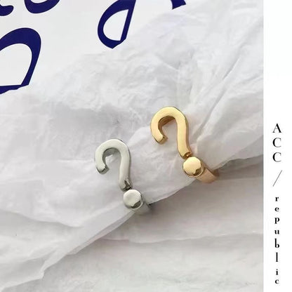 [In Stock]Niche design creative question mark ins tide cold wind index finger Internet celebrity open ring hip hop versatile ring female tide