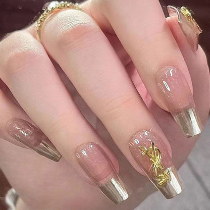 Nail patch fake nail new white nail piece Influencer wearing nail piece Wearable removable nail piece