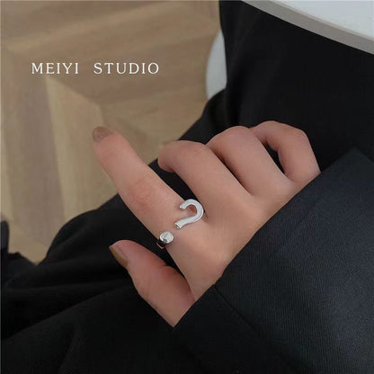 [In Stock]Niche design creative question mark ins tide cold wind index finger Internet celebrity open ring hip hop versatile ring female tide
