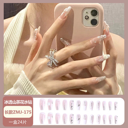 Nail patch fake nail new white nail piece Influencer wearing nail piece Wearable removable nail piece