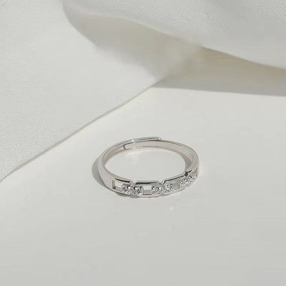 [In Stock]Geometric sparkle winding twist ring women's light luxury niche design sense high-grade index finger open ring personalized ring