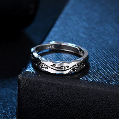 Batch hair Chinese style open ring men's single domineering dragon pattern ring retro hip hop Thai silver trendy male personality