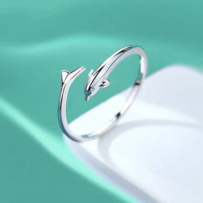 [In Stock]Kitty cat Pacha dog couple graffiti ring niche design cute cartoon minimalist wavy edge index finger ring