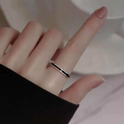 [In Stock]Black ring women's design niche open ring women's fashion personality silver ring 24 years of new fashion