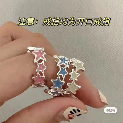 [In stock]Blue Irregular Star Element Ring Female Niche Unique Design High Sense Personality Index Finger Ring Girlfriend Accessories