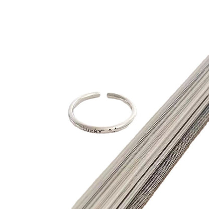 [In Stock]Fine simple good luck letter ring women's light luxury high sense cold wind Korean version temperament commuting open index finger ring