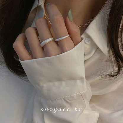 [In stock]Bright silver matte galaxy ring, women's ins cold wind index finger ring, tide fashion ring, light luxury ring, adjustable opening