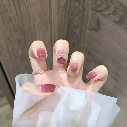 Nail patch fake nail new white nail piece Influencer wearing nail piece Wearable removable nail piece