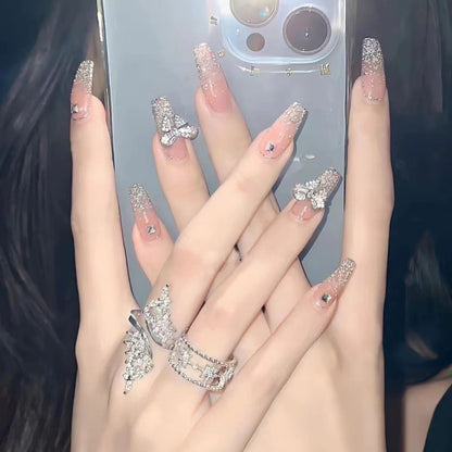 Nail patch fake nail new white nail piece Influencer wearing nail piece Wearable removable nail piece