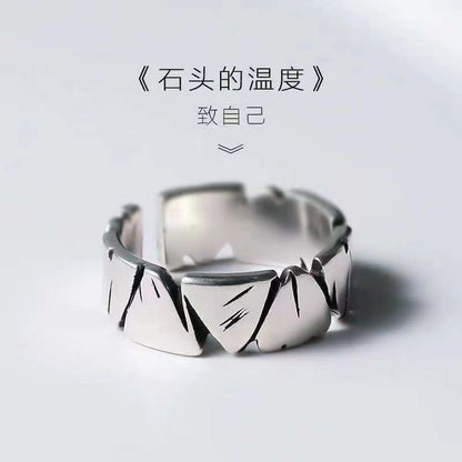 "The Temperature of the Stone" Couple Ring Cold Wind Premium Trend Ring Men's and Women's Living Ring Niche Design