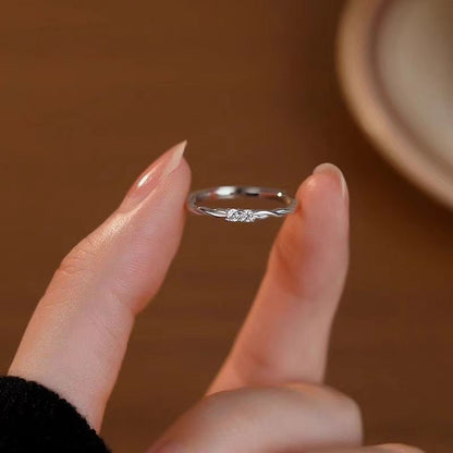 Color twist double diamond ring women's high-end sense simple plain ring adjustable ring ins niche cold wind tail ring
