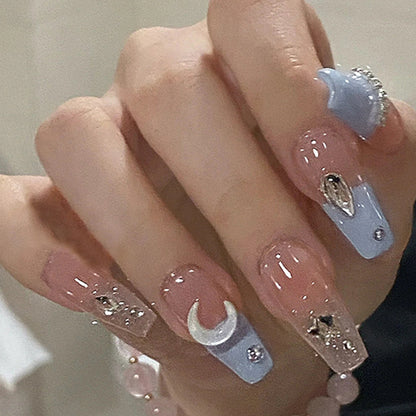 Nail patch fake nail new white nail piece Influencer wearing nail piece Wearable removable nail piece