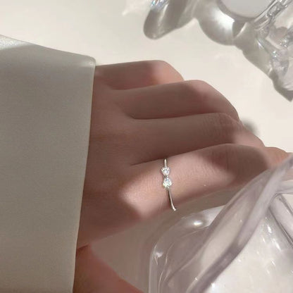 Bow ring women do not fade fashionable niche design opening adjustable index finger ring cute simple ins tide