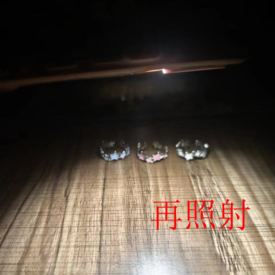 [In Stock]Luminous blue star element ring, female niche unique design, high-end sense, personalized index finger ring, girlfriend accessories