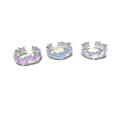 [In Stock]Luminous blue star element ring, female niche unique design, high-end sense, personalized index finger ring, girlfriend accessories