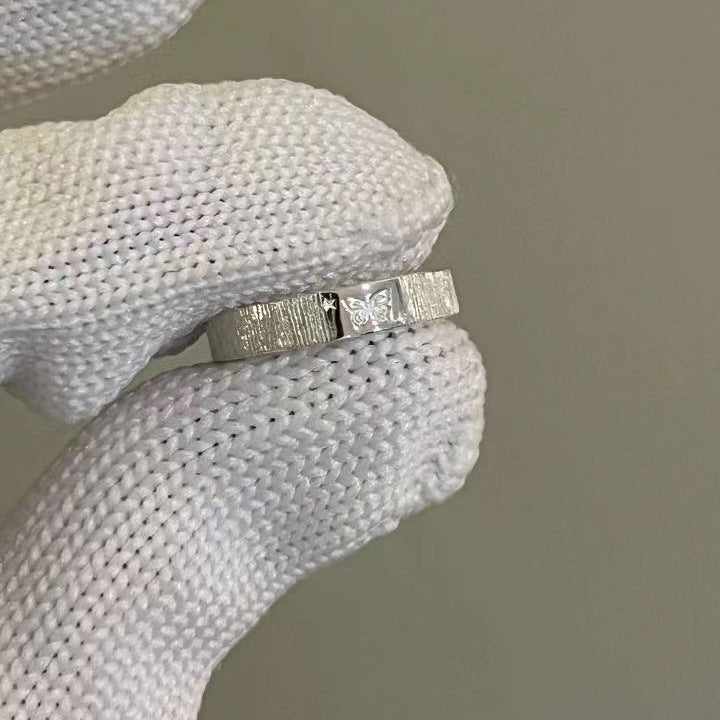 [In Stock]Brushed butterfly ring niche design fresh and cute fairy ring versatile temperament index finger ring couple