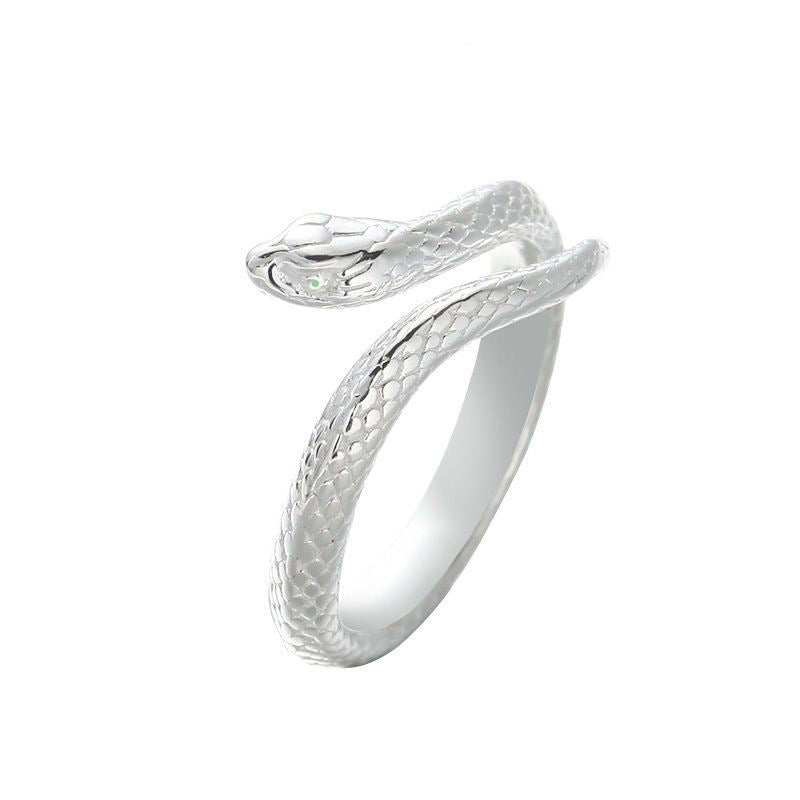 Spirit snake snake ring, male and female tail ring, small snake index finger ring, opening adjustable niche design, personalized ring, simple