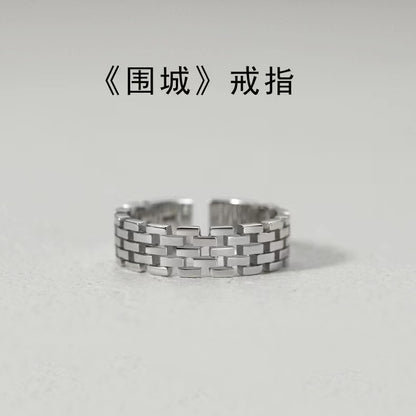 [In Stock]Hip Hop Index Finger Men's Ring Single Ring Vintage Versatile Open Ring ins Trendy Ring Men's Adjustable