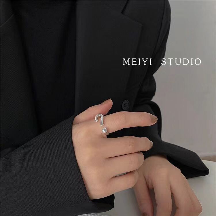 [In Stock]Niche design creative question mark ins tide cold wind index finger Internet celebrity open ring hip hop versatile ring female tide